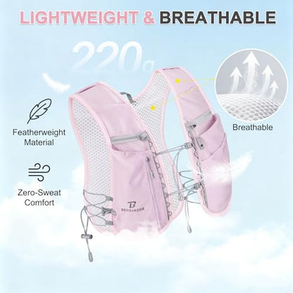 BECOJADDE 5L Running Vest for Women, Hydration Backpack Lightweight & Breathable for Trail Running, Marathon, Hiking, Cycling - color: Purple