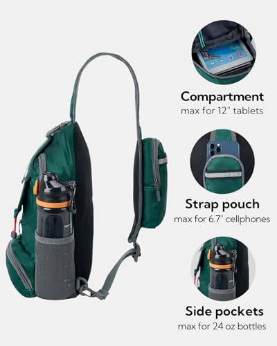 WATERFLY Packable Small Crossbody Sling Backpack Shoulder Chest Bag Daypack for Hiking Traveling - color: Turquoise