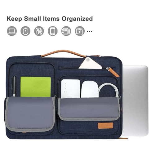 MOSISO 360 Protective Laptop Case 13.3 inch, 13-13.3 inch Laptop Sleeve Compatible with MacBook Air/Pro 13 / Pro 14,HP Dell Acer ASUS,Side Open Carrying Case with 4 Zipper Pockets&Handle, Navy Blue - color: Navy Blue, size: 13.3 inch