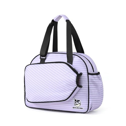 Boulder Bee Pickleball Tote Bag for Women with Paddle Holder - color: Purple stripe