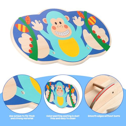 Wobble Balance Board for Kids Wooden Rocker Board Load 123Lbs, Active Play and Exercise for Toddler - color: Blue