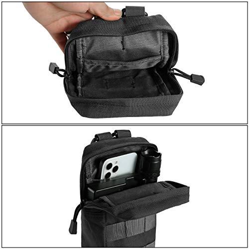FRTKK 2 Pack Molle Pouches - Tactical Compact Water-Resistant EDC Pouch Bag Small Utility Pouch - color: 2 Pack-Black 3