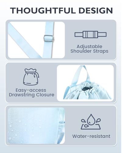 RHDZO Drawstring Backpack Sports Gym Bag with Shoe Compartment and Wet Pocket String Swim Bag for Women Men Beach Backpack, Blue - color: Blue