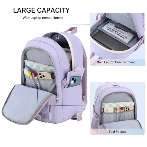 Hidds Laptop Backpacks 15.6 In Kids School Backpack for Girls Women Bookbag - color: A-purple