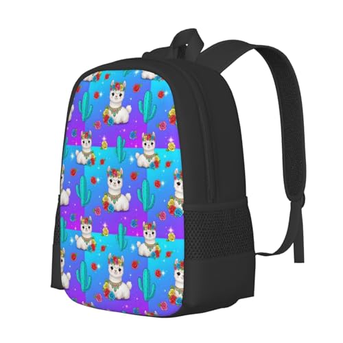 Breathable Outdoor Daypack Cute Alpaca Llama Flower, Durable Anti Theft Travel Backpack Adjustable Strap Shoulder Bag for Hiking Camping City Walking - color: Design (217)