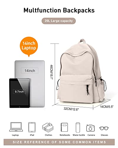 BJLFS White School Backpack for Girls Women, Waterproof High School Book Bag Cute Backpack for Men Teens Boys, Lightweight Mini Classic Basic College Backpack Middle School Back Pack Daypack - color: Small White