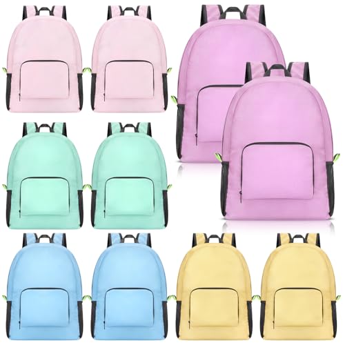 Jexine 10 Pcs Backpacks in Bulk 16.5 Inches Back Pack Basic Backpack for Adult Lightweight Outdoor Travel Book Bags(Spring Pastel) - color: Spring Pastel