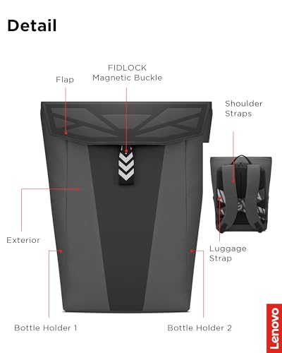 Lenovo Legion Gaming Backpack GB400 for Computers Up to 16 Inch - Lightweight Water Repellant Bag with Multiple Pockets, & Superior Valuables Protection for Gamers (Black) - style: Gb400