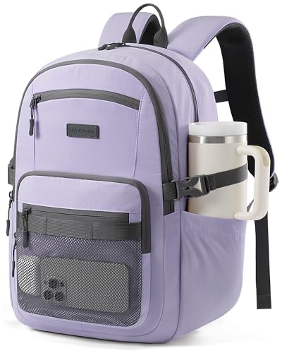LOVEVOOK Laptop Backpack Women with 40oz Cup Holder Buckle Strap, 15.6 Inch Tech-Ready Work Backpack, TSA-compliant for Travel & College with Versatile Mesh Pocket, Mauve - color: Mauve, size: 15.6inch