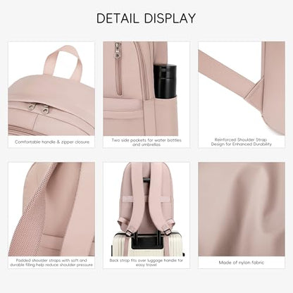 BAGOK Lightweight Nylon Backpack for Women & Men – Foldable, Large Capacity, Ideal for School, Travel & Work - color: Pink