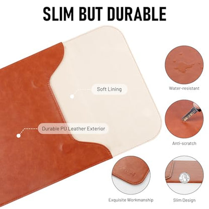 Allinside 15-16 inch Laptop Sleeve Case Compatible with MacBook Pro 16 2021-2026/MacBook Pro 15 2016–2019, Waterproof PU Leather Laptop Sleeve Bag Protective Vertical Case Cover, Brown - color: Brown, size: 15.6 in for Macbook Pro15/Pro 16