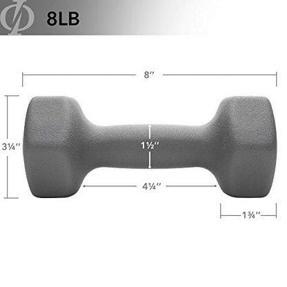 Philosophy Gym Set of 2 Neoprene Dumbbell Hand Weights, Hexagon Shape - style: Gray 8 lb Pair