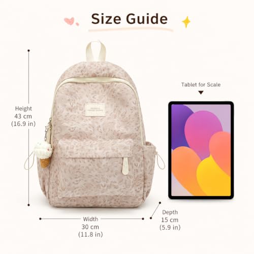 Fashion Cheetah Backpack Shoulder Bag, Trendy y2k Design Daypack Bookbag Leopard Print Coquette Purse Women Men Daily - color: Creamy