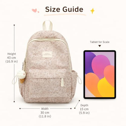 Fashion Cheetah Backpack Shoulder Bag, Trendy y2k Design Daypack Bookbag Leopard Print Coquette Purse Women Men Daily - color: Creamy