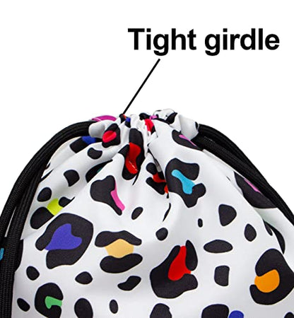 HOLYLUCK Drawstring Backpack Bag Sport Gym Sackpack - color: Colorful White Leopard