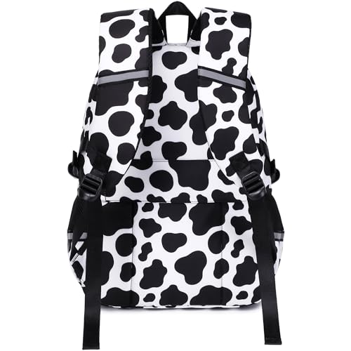 abshoo Big Student Laptop Backpack For College Women Middle High School Teen Girls Bookbag Travel Daypack (Cow Print Black) - color: Cow Print Black