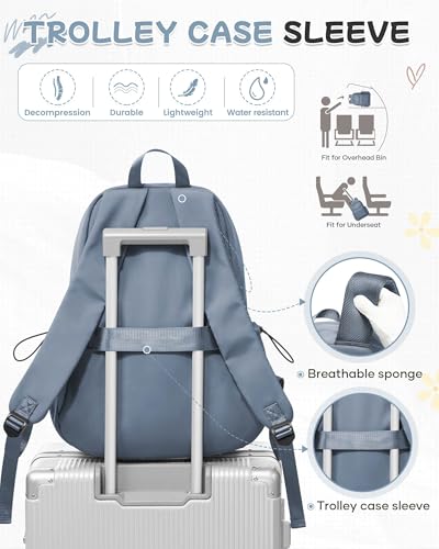 SEAFEW Blue School Backpack for Girls Boys, Small Waterproof Bookbag for Women Men, College Student School Bag, Lightweight Travel Rucksack Casual Daypack,Laptop Backpacks - color: Blue