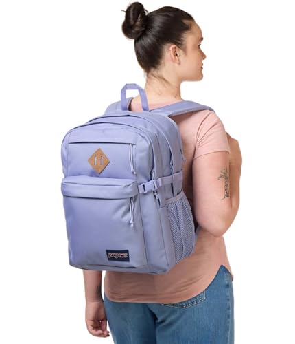 JanSport Main Campus FX Backpack - Travel or Work Bag w 15-Inch Laptop Pack with Leather Trim, Lavender Ash - color: Lavender Ash