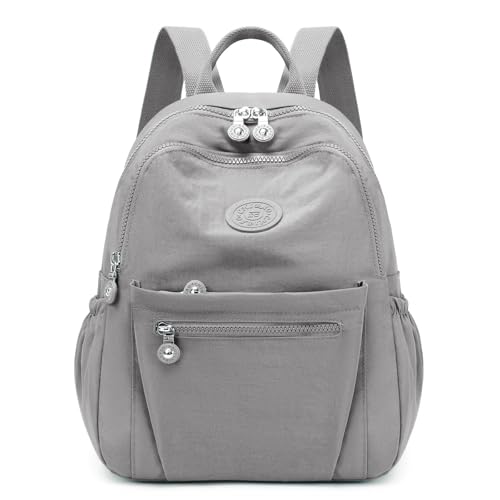 Backpack Purse for Women Ladies Nylon Bag Casual Daypack Travel Shopping Pack (A Style Light Grey) - color: A Style Light Grey