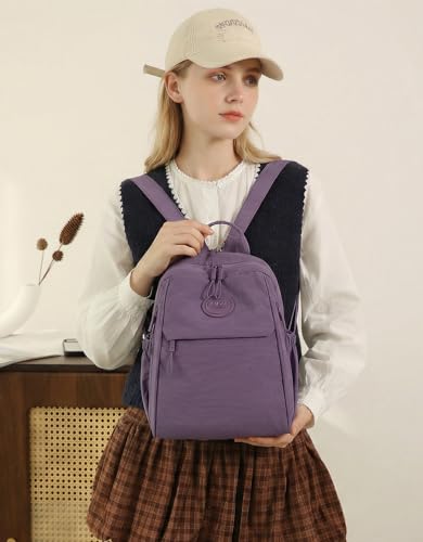 Mini Backpack for Women Nylon Small Backpack Purse Crossbody Sling Bag Convertible Backpack Casual Shopping Daypack (Purple) - color: Purple