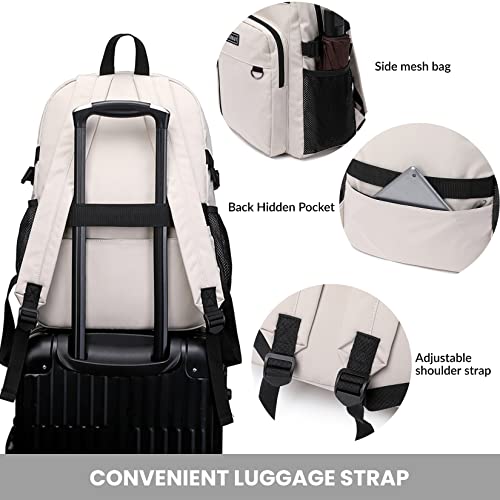 MIRLEWAIY Classical School Backpack Lightweight Bookbag Casual Daypack Travel Work Bag For Teenagers College Girls boys - color: Beige