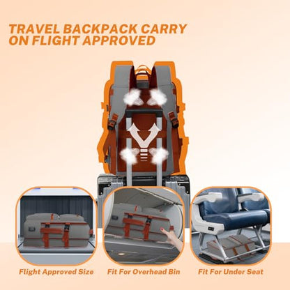 Expandable Travel Backpack Women Men with USB Charging Port, 15.6 Inch Laptop Backpack Waterproof Carry on Flight Approved for Travel Work Hiking College, Grey - color: Grey