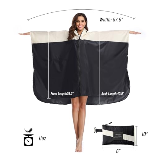 SaphiRose Unisex Rain Poncho Waterproof Raincoat Hooded for Adults Women with Pockets - color: A-black-white