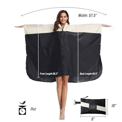 SaphiRose Unisex Rain Poncho Waterproof Raincoat Hooded for Adults Women with Pockets - color: A-black-white