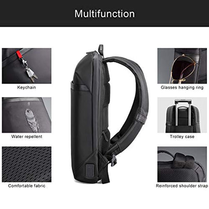 VGOAL 15.6 Inch Laptop Backpack Business Travel Anti-Theft Slim Backpack with USB Charging Port and RFID Pocket, Black, for Men and Women - color: Fg6310