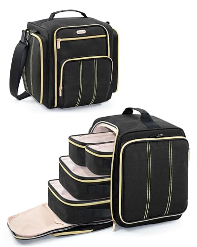 BALULHG Large Travel Makeup Bag - Cosmetic Organizer with 4 Removable transparent Inner Pockets, Multi-functional Toiletry Bag for Accessories & Brushes, Women's Beauty Case,Patent Pending - color: Black