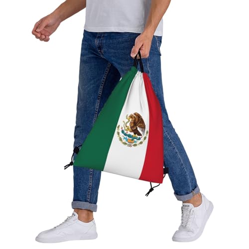 Mexico Mexican Flag Drawstring Bag Sport Gym Backpack Beach Travel Sack Draw String Yoga Bag For Men Women - color: Mexico Mexican Flag