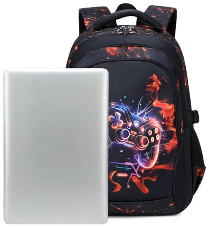 Boys Backpack for Elementary Kids Bookbag Middle School Bags Heavy Duty Soccer Laptop Durable Waterproof 18 In (3-Black Red Game) - color: 3-black Red Game