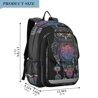 ALAZA Owl Rainbow Dream Catcher Laptop Backpack Purse for Women Men Travel Bag Casual Daypack with Compartment & Multiple Pockets - color: Owl