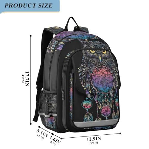 ALAZA Owl Rainbow Dream Catcher Laptop Backpack Purse for Women Men Travel Bag Casual Daypack with Compartment & Multiple Pockets - color: Owl