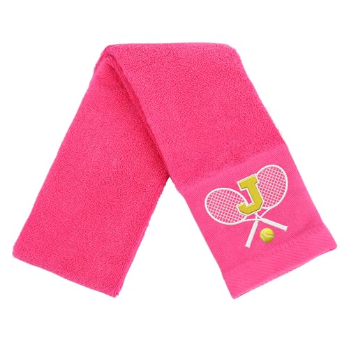 OXYEFEI Tennis Towel,Tennis Gift for Men, Women,Lovers,13”x 43” Cotton Embroidered Tennis Towels (Pink, J) - color: Pink, size: J