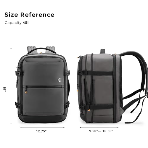 Swissdigital Design Travel Backpack 43L with USB Charging Port Laptop Backpack,TSA Friendly Flight Approved Carry-on Luggage Hand,Business Rucksack Fits 17 Inch Laptop Grey | SD1748-02 - color: Grey