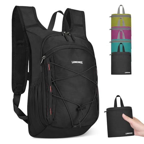 13L Small Hiking Backpack for Women Men, Lightweight Foldable Day pack, Packable Daypack for Travel, Camping (Black) - color: Black