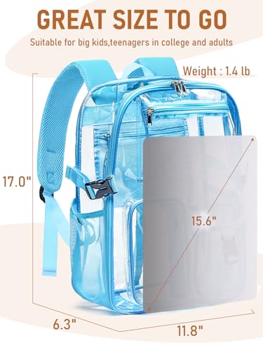 Clear Backpack Heavy Duty for Women Men Boys Girls, Large Clear Bookbag See Through Backpack for School College - color: 13-4#light-3m Reflective Strips