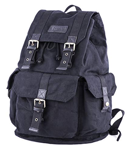 GOOTIUM 21101BLK Specially High Density Thick Canvas Backpack Rucksack,Black - color: Black, size: Large
