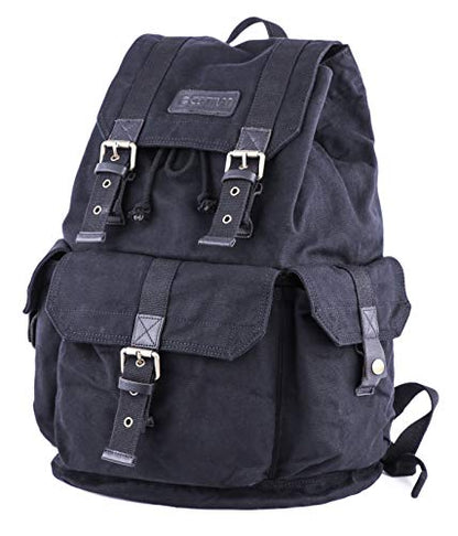 GOOTIUM 21101BLK Specially High Density Thick Canvas Backpack Rucksack,Black - color: Black, size: Large
