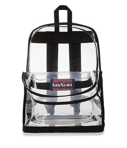 JanSport Clear Pack – 25.5L Transparent Backpack, Large Main Compartment, Side Water Bottle Pocket, Front Zippered Pocket, Mesh Bottom Panel, Clear - color: Clear, size: Large