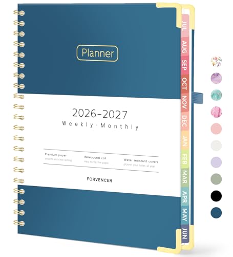 Forvencer Academic Planner 2026-2027, Hardcover Calendar Planner Weekly & Monthly, July 2026 - June 2027, 8.5" x 11", Daily Agenda with Tabs, College School Organizer for Student Teacher, Navy Blue - color: Navy Blue, size: 8.5"x11" (Jul 2026 - Jun 2027)