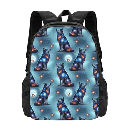 Sturdy Polyester Shoulder Pack Wolf Galaxy Nebula, Anti Theft Spacious Camping Rucksack Casual Daily Bag for Men Women Fitness Outdoor Activity - color: Design (909)