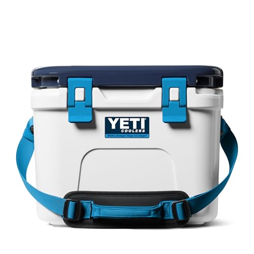 YETI Roadie 15 Hard Cooler with DoubleDuty Shoulder Strap - color: White/Blue