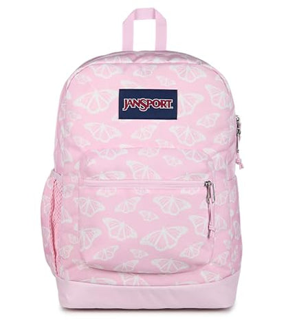 JanSport Cross Town Plus Backpack - Large Main Compartment, Side Water Bottle Pocket, 15-Inch Padded Laptop Sleeve - Flutter By - color: Flutter By Pink Ice/White/Pink Ice