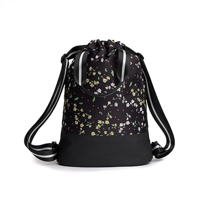 VOORAY 23L Flex Cinch Drawstring Backpack – Lightweight Travel Bag, Weekender & Sports Gym Bag for Women and Men - color: Flourish