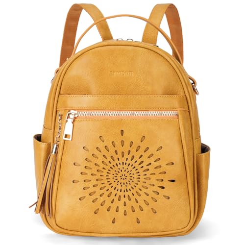 APHISON Small Backpack Purse for Women Cute PU Leather Mini Backpacks Ladies Casual Lightweight Travel Daypack Waterproof - color: 8-yellow, size: Small