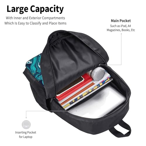 Ergonomic Padded Backpack Teal Turquoise Tie Dye, Anti Theft Spacious Travel Daypack Sturdy Polyester Bag for Commute Gym Outdoor Leisure Use - color: Design (575)