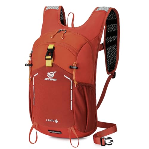 SKYSPER Small Hiking Backpack - 15L Travel Daypack Lightweight Bag Water Resistant Hiking Backpacks for Women Men - color: Orange, size: Small