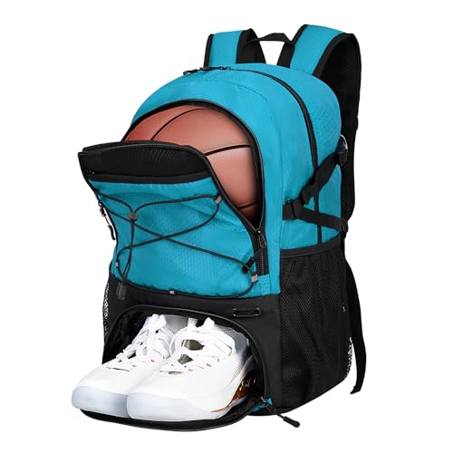Goloni 30L Sports Backpack with Ball Compartment & Ventilated Shoe Pocket,Basketball Soccer Bag for Youth Boys Girls - color: Blue